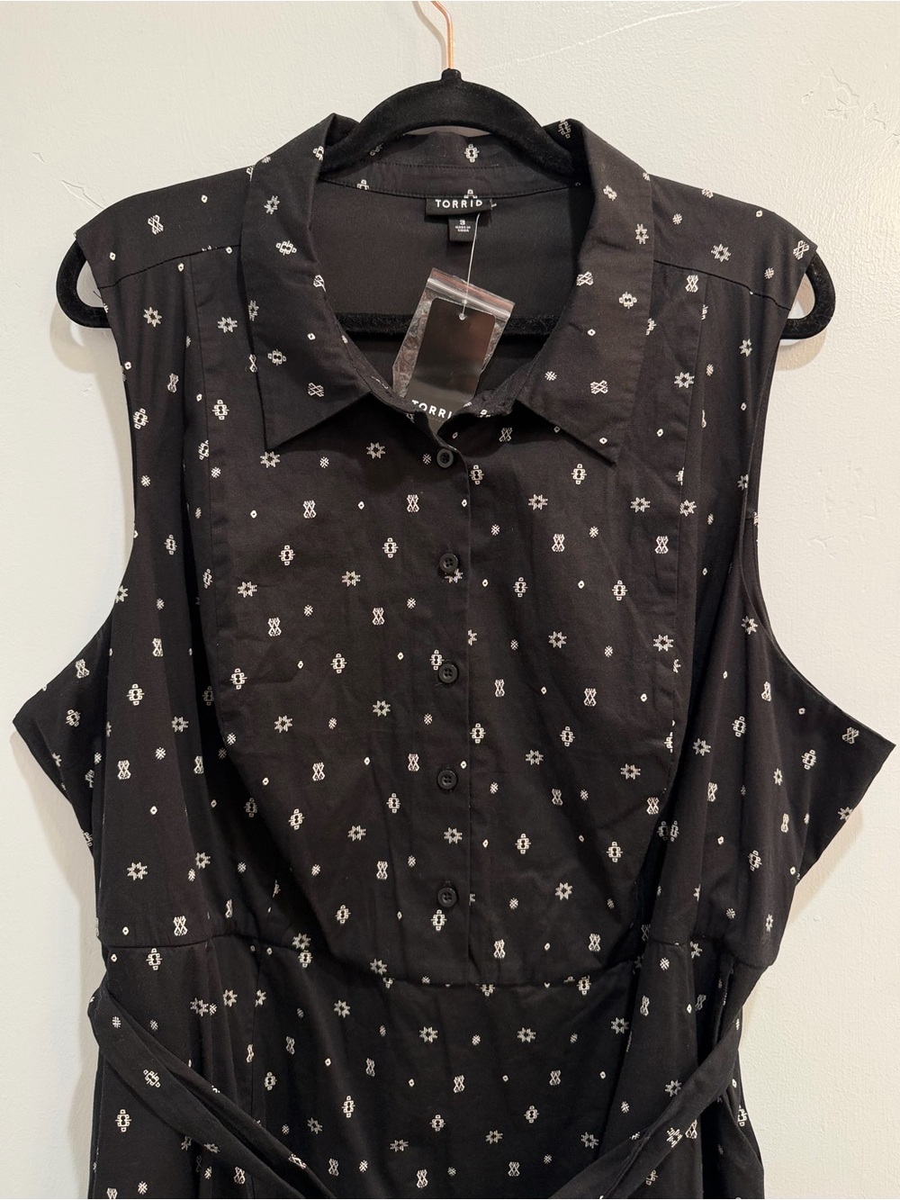 Torrid Midi Poplin Collared Shirtdress Geometric Symbols Black White Size 3 3X - Picture 5 of 11